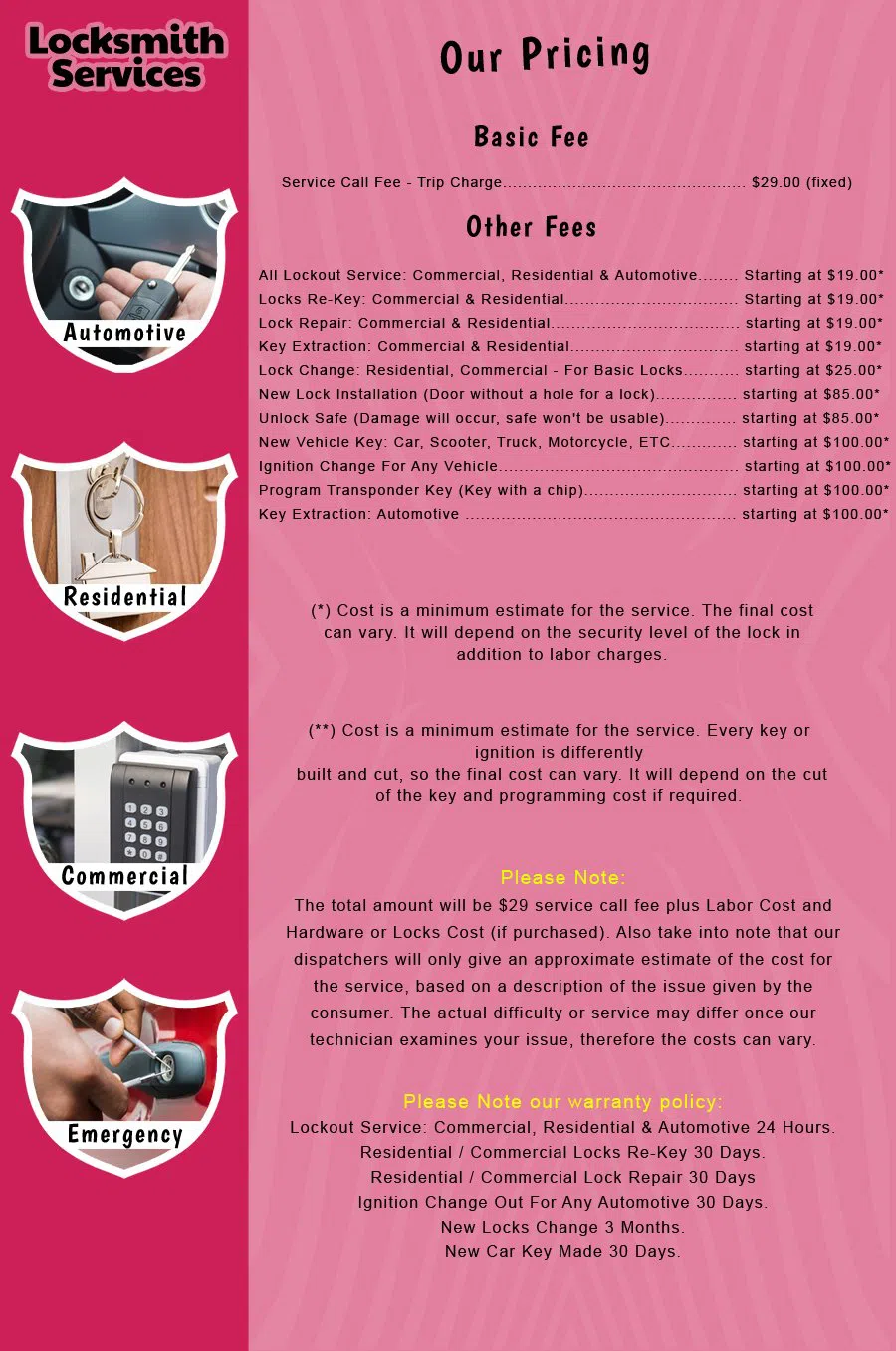 Dayton NJ Locksmith Store Dayton, NJ 732-339-3819 - price-list-c-18
